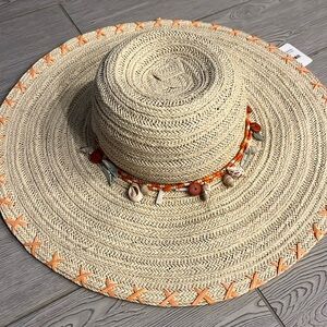 Cappelli Straw Hat Orange Band with shells